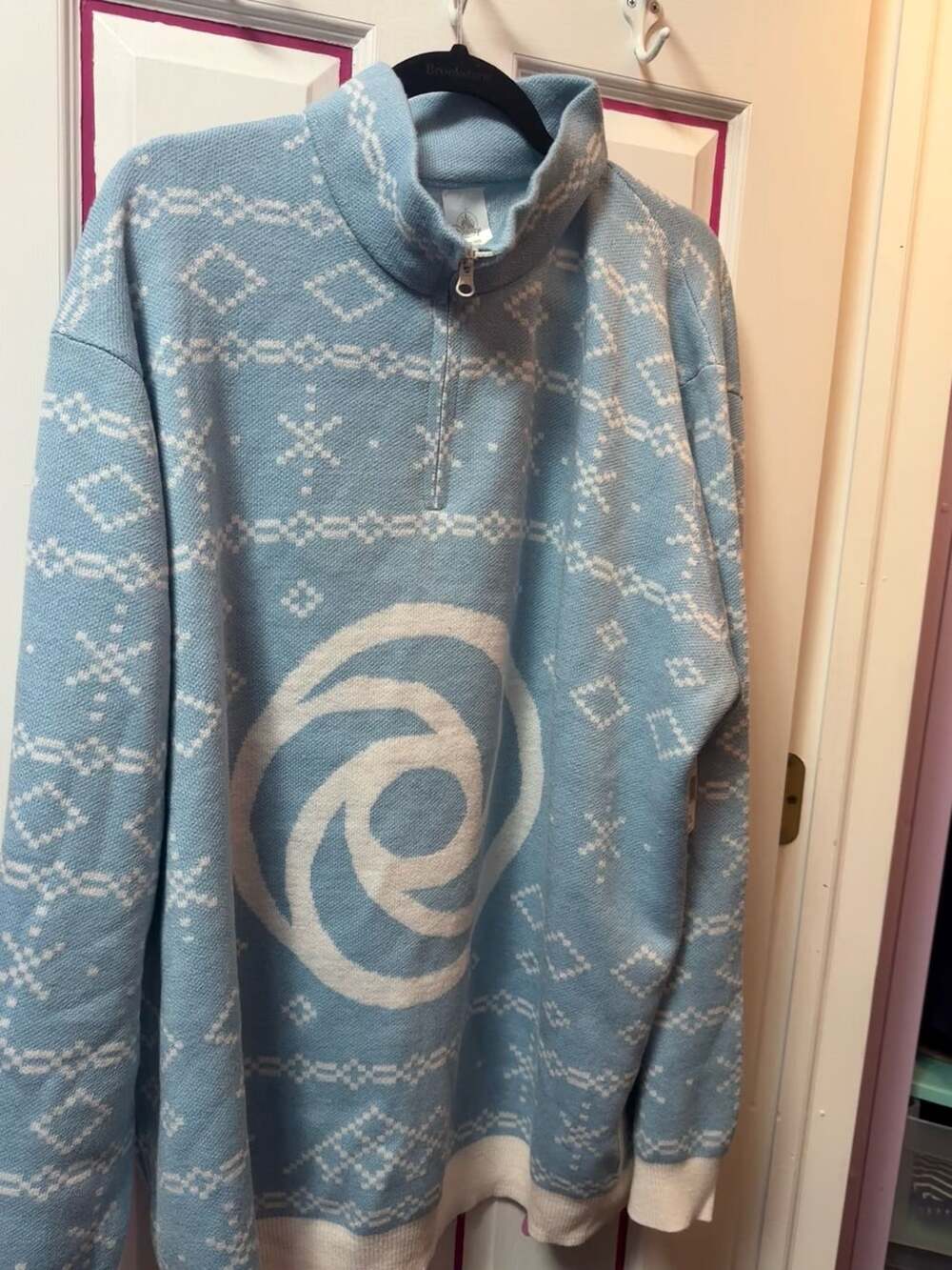Disney Epcot Figment Holiday 1/4 Zip Sweater Size XXL Light Blue